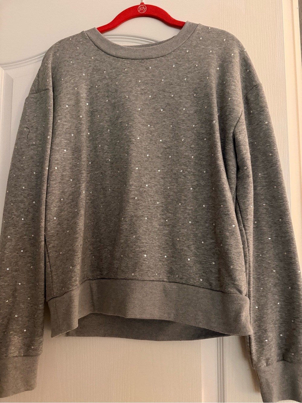Evereve Gray Crewneck Sweater with Sequin Dots